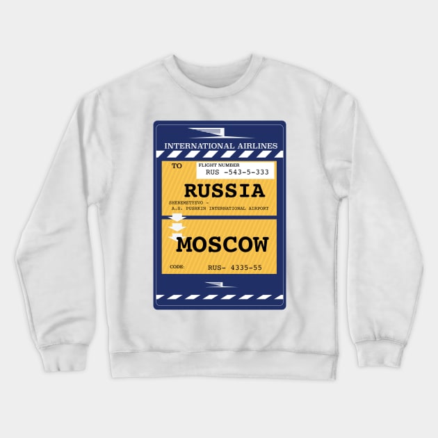 Russia Moscow travel ticket Crewneck Sweatshirt by nickemporium1